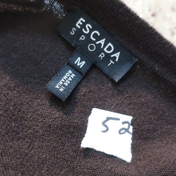 Womens Escada Sport Brown Escada Espana 100% Virgin Wool Cardigan Sweater M - Picture 9 of 9
